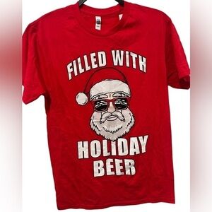 Santa shirt "filled with holiday beer" Size Small